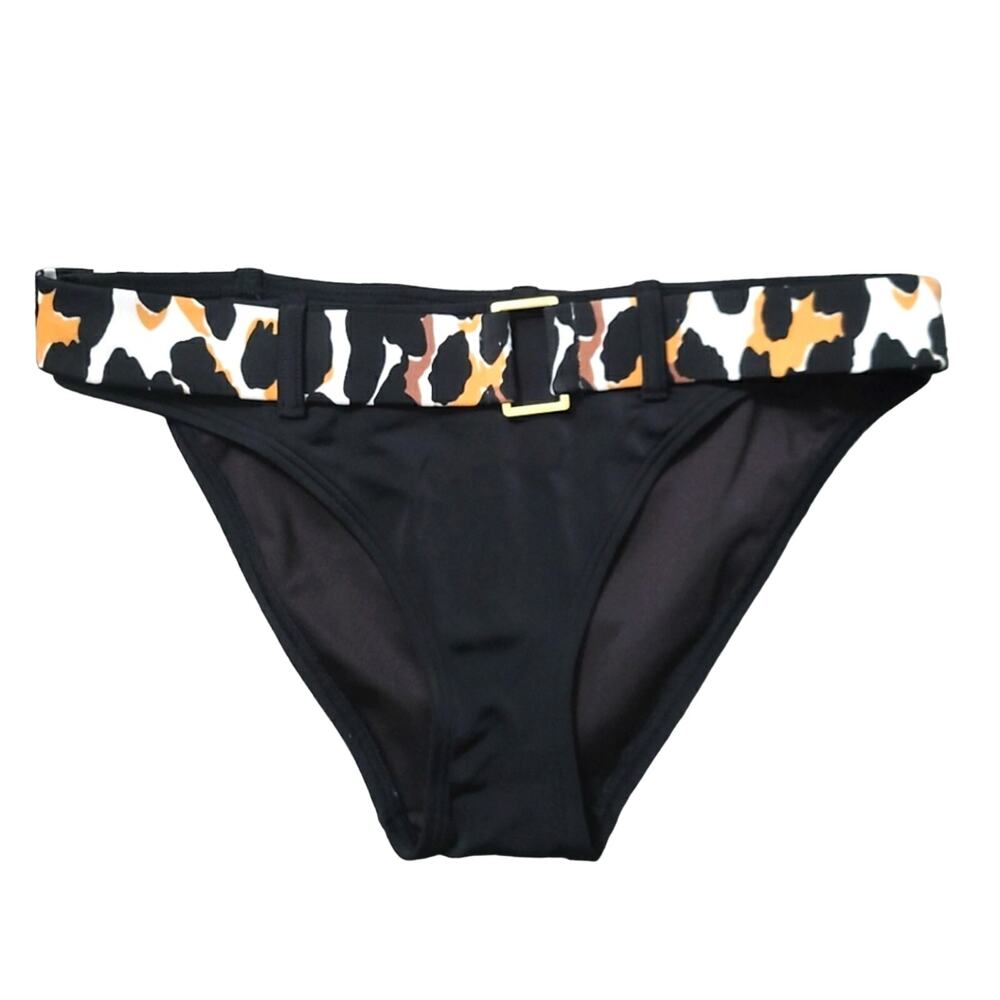 Victoria's Secret Womens Sz S Black Brown Leopard Print Bathing Suit Bottoms